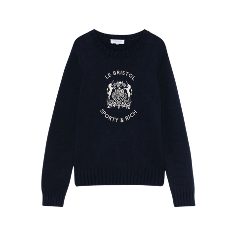 SPORTY & RICH BRISTOL CREST COTTON KNIT SWEATER