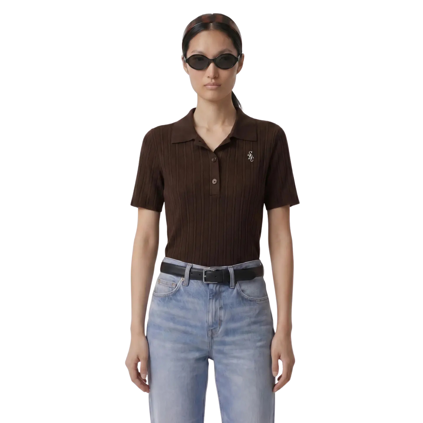 SPORTY & RICH SRC RIBBED POLO