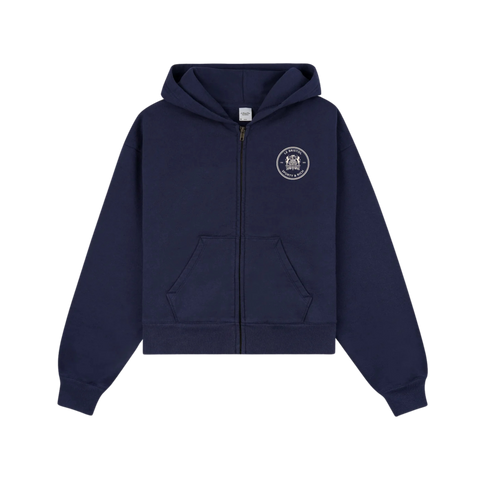 SPORTY & RICH BRISTOL CREST 100TH CROPPED ZIP HOODIE