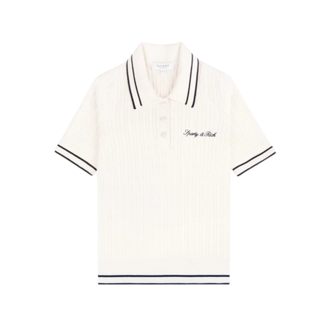 SPORTY & RICH SIGNATURE LOGO MINI CABLE POLO