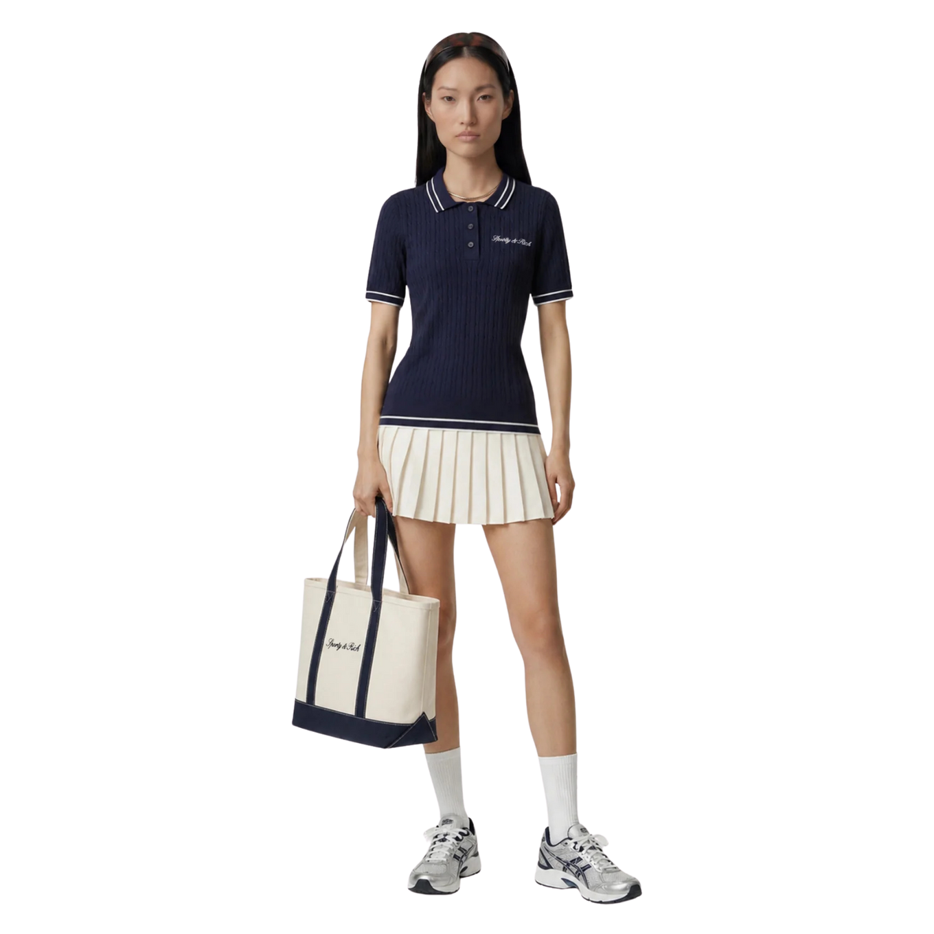SPORTY & RICH SIGNATURE LOGO MINI CABLE POLO