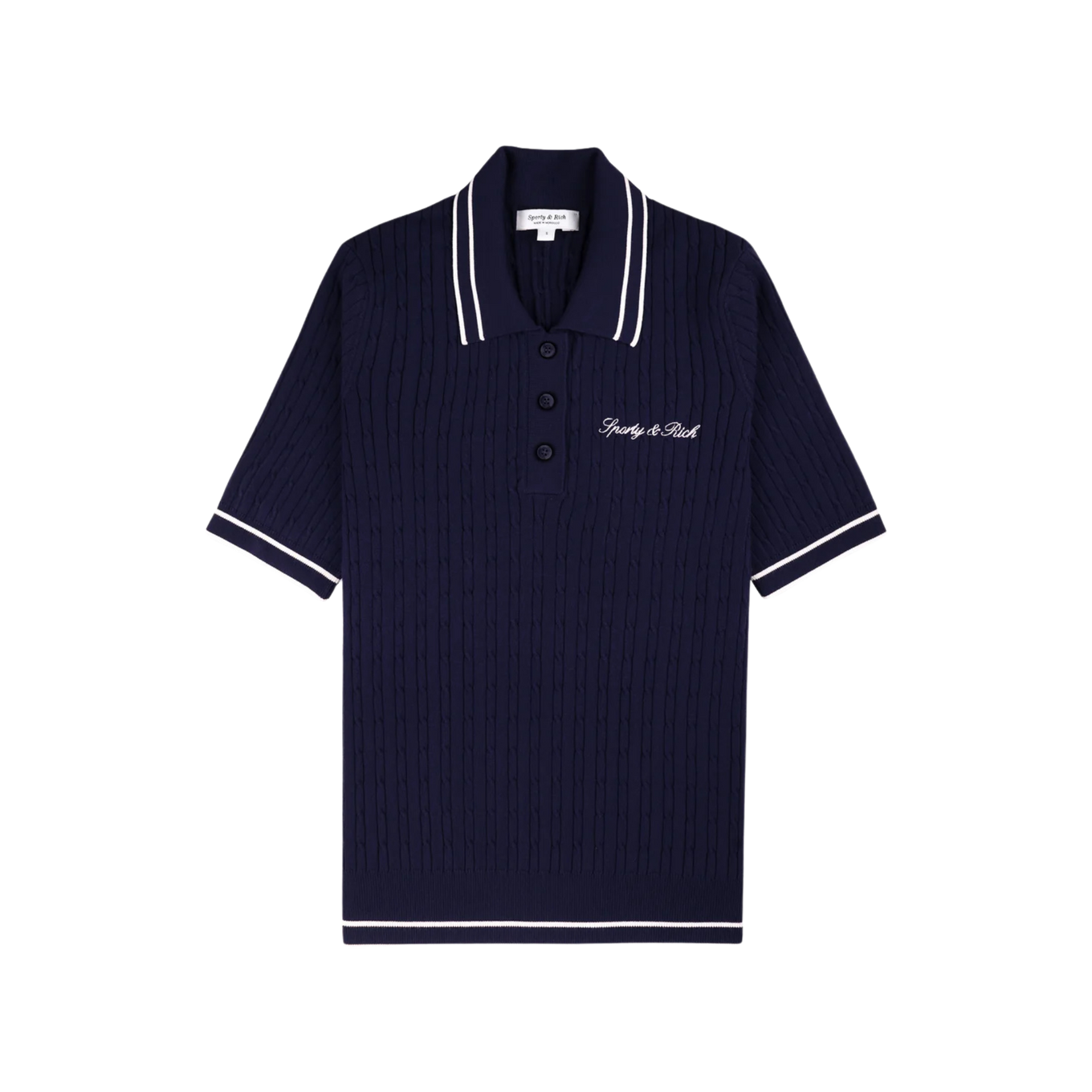 SPORTY & RICH SIGNATURE LOGO MINI CABLE POLO