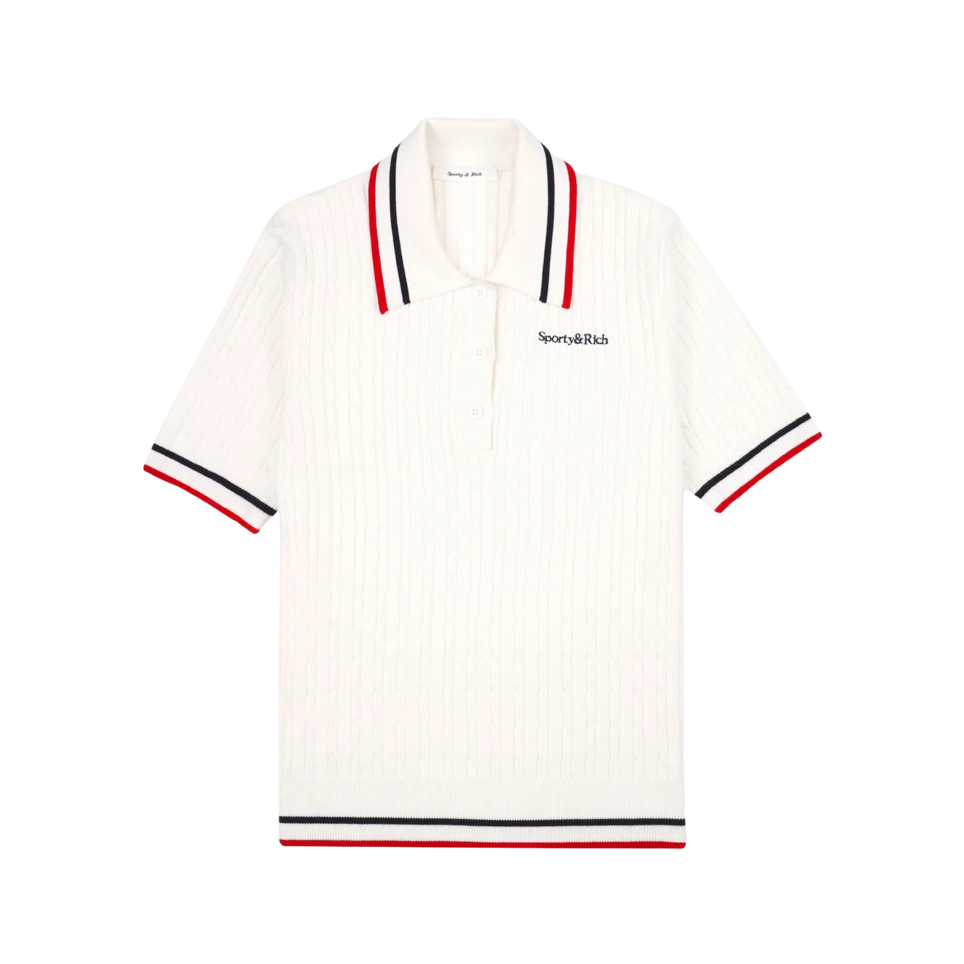 SPORTY & RICH SERIF LOGO MINI CABLE POLO