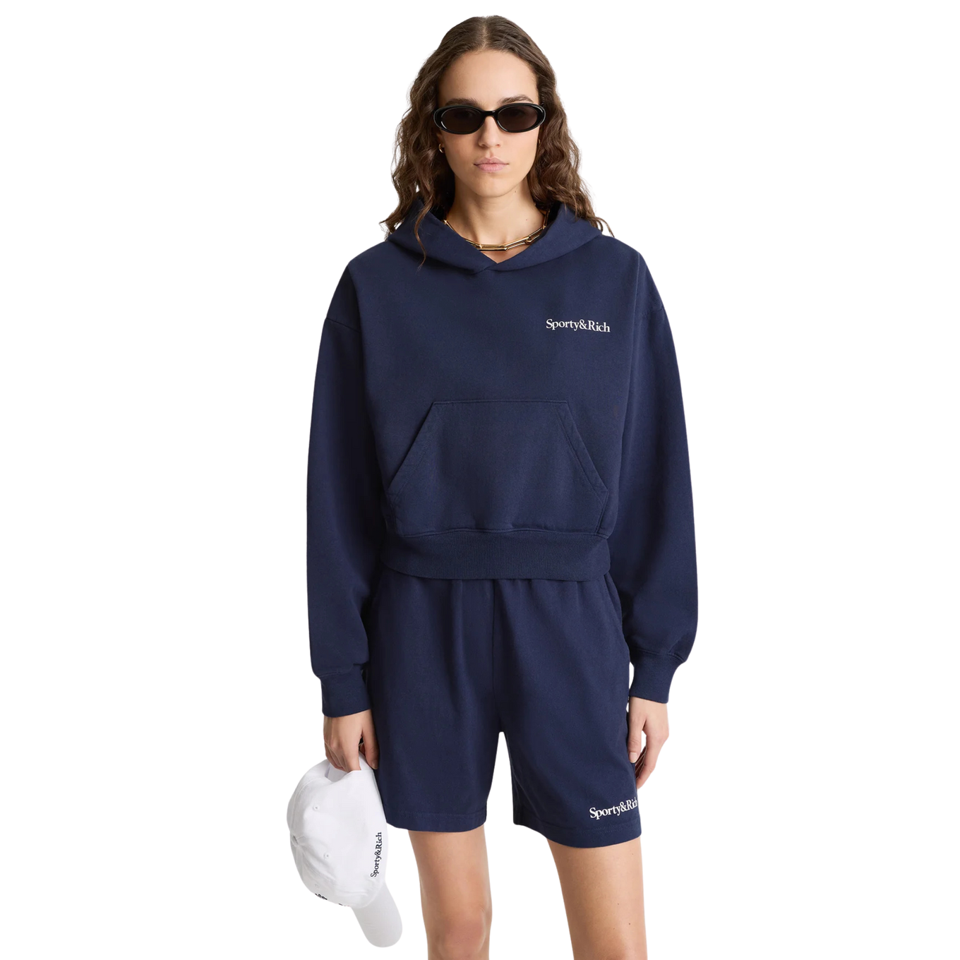 SPORTY & RICH HEALTH IS WEALTH CROPPED HOODIE
