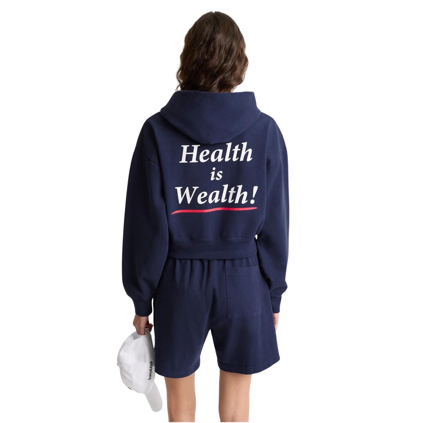 SPORTY & RICH HEALTH IS WEALTH CROPPED HOODIE