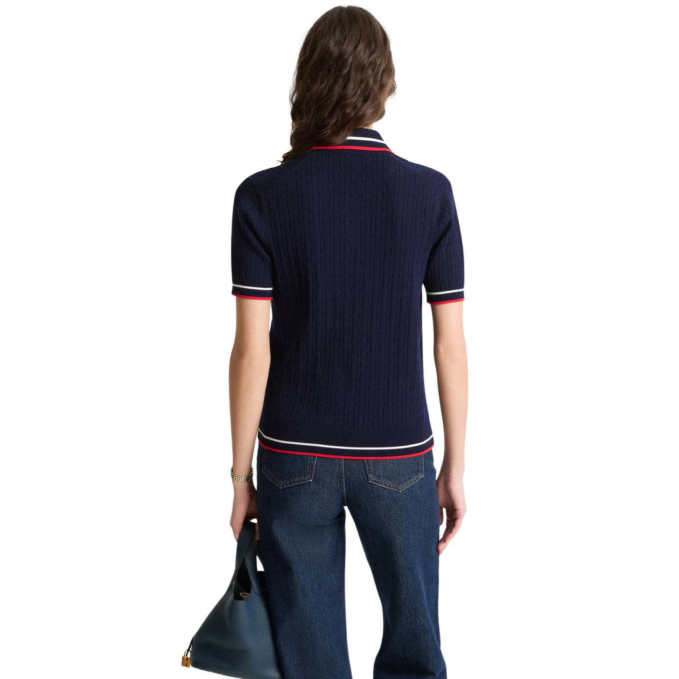 SPORTY & RICH SERIF LOGO MINI CABLE POLO