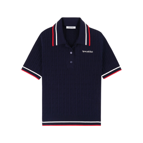 SPORTY & RICH SERIF LOGO MINI CABLE POLO