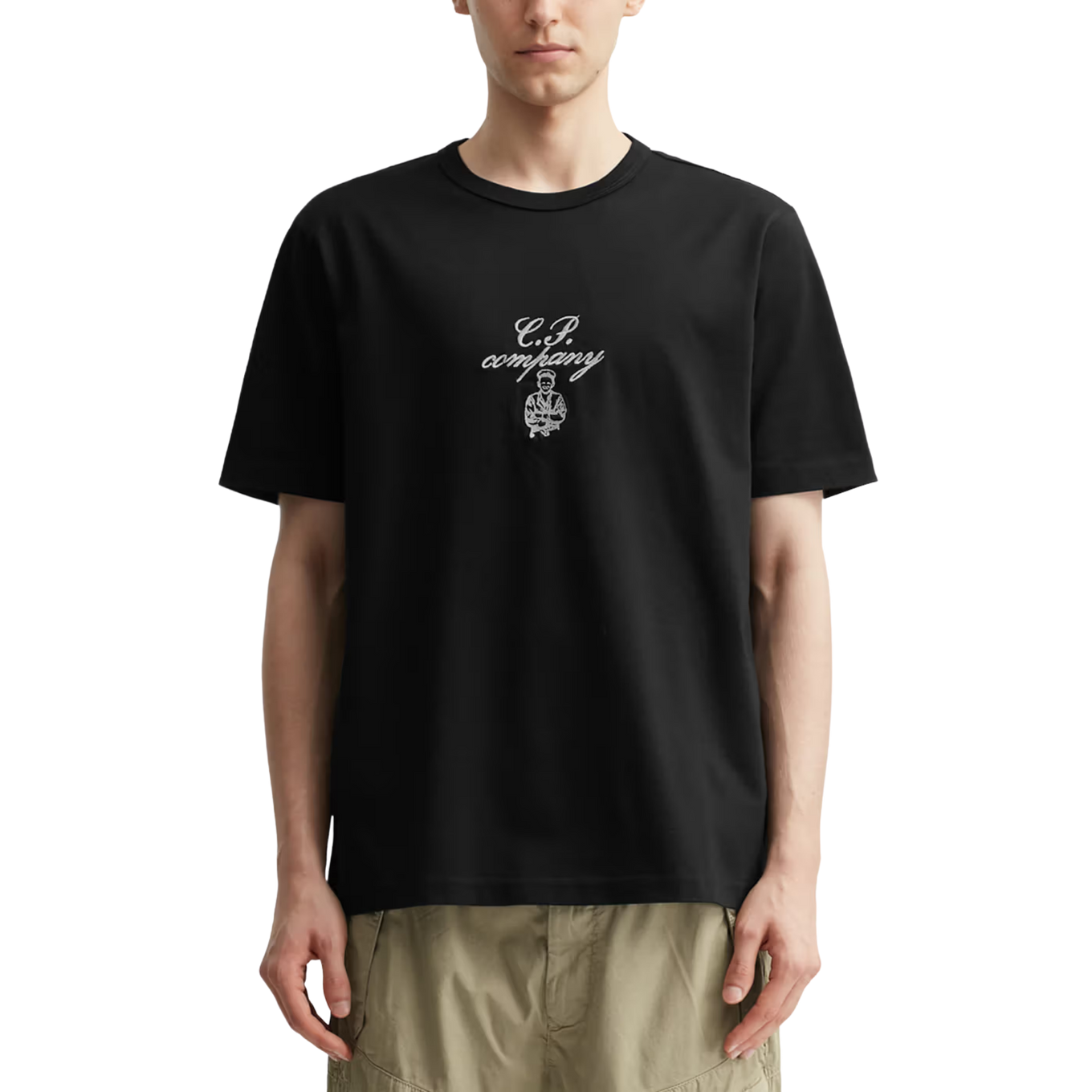 C.P. COMPANY 30/2 MERCERIZED JERSEY TWISTED EMBROIDERY T-SHIRT