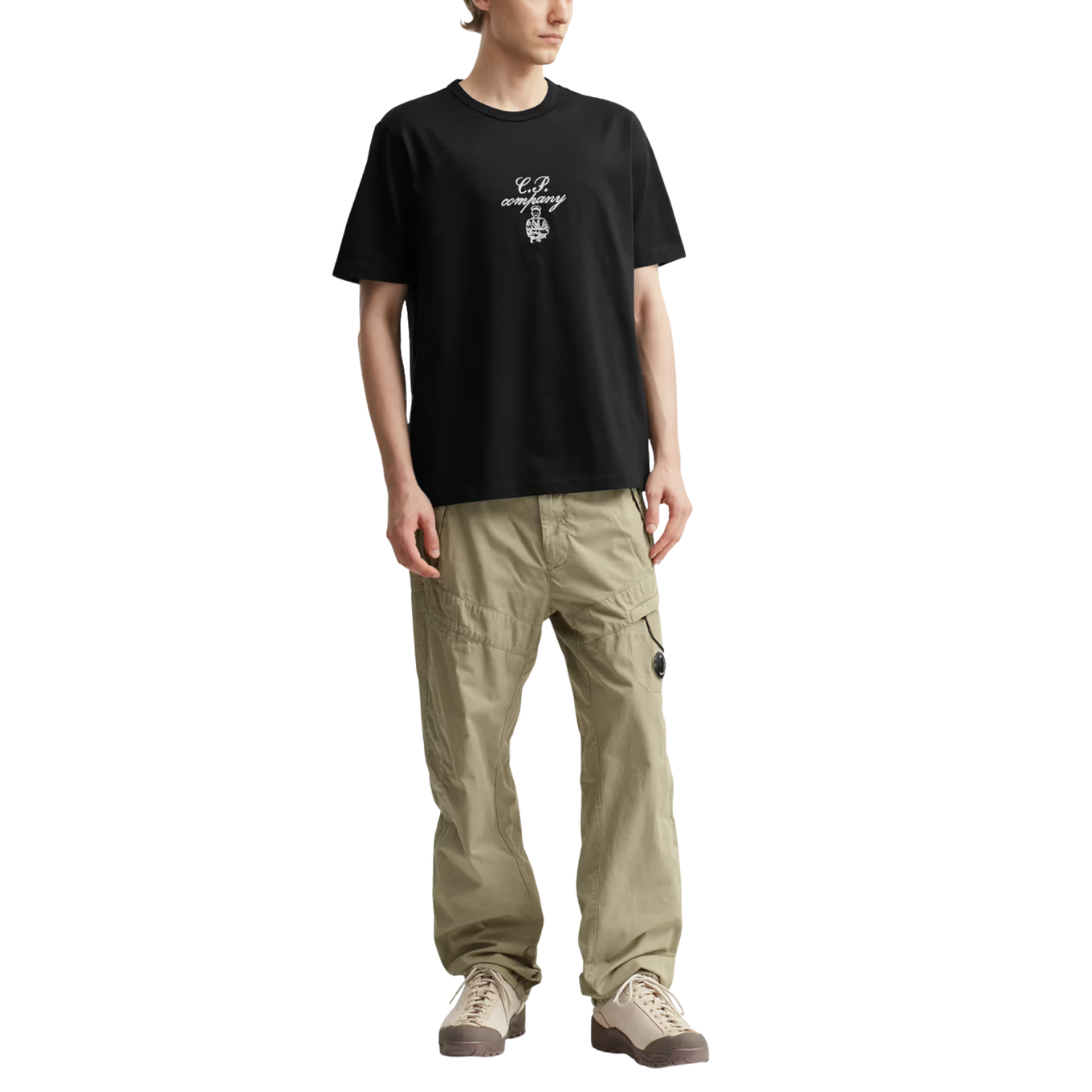 C.P. COMPANY 30/2 MERCERIZED JERSEY TWISTED EMBROIDERY T-SHIRT