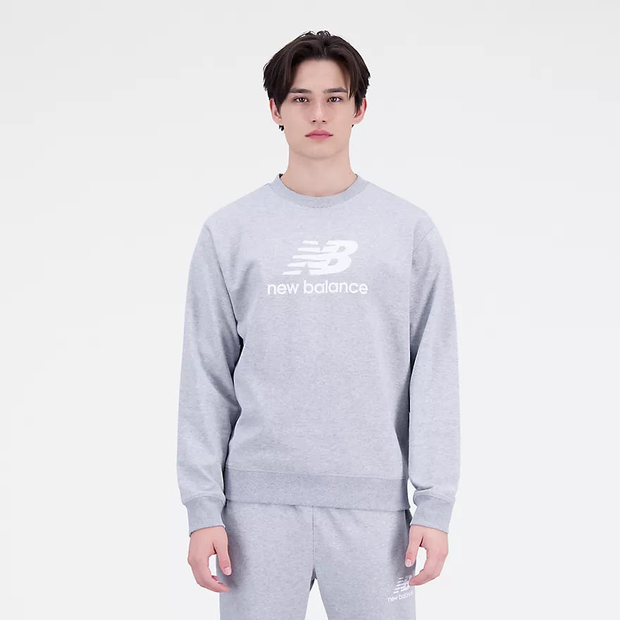 NEW BALANCE ESSENTIALS STACKED LOGO FRENCH TERRY CREWNECK